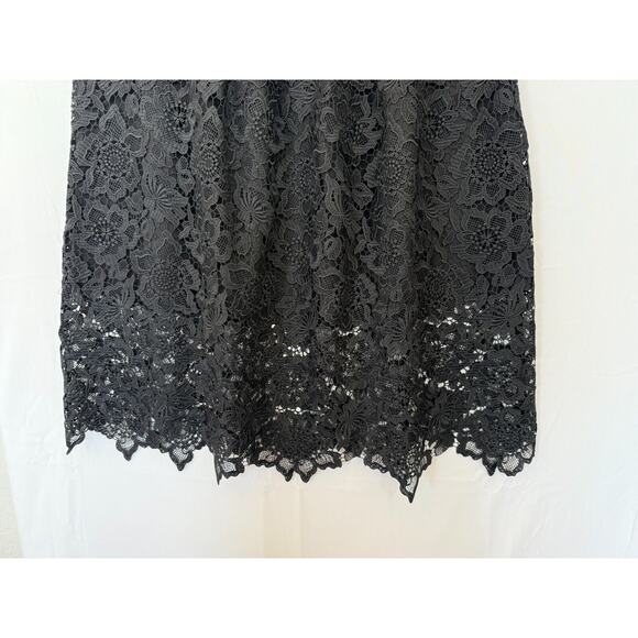 Garnet Hill Scalloped Lace Midi Skirt Womens Size 6 Pleated Black Whimsigoth - Picture 4 of 12